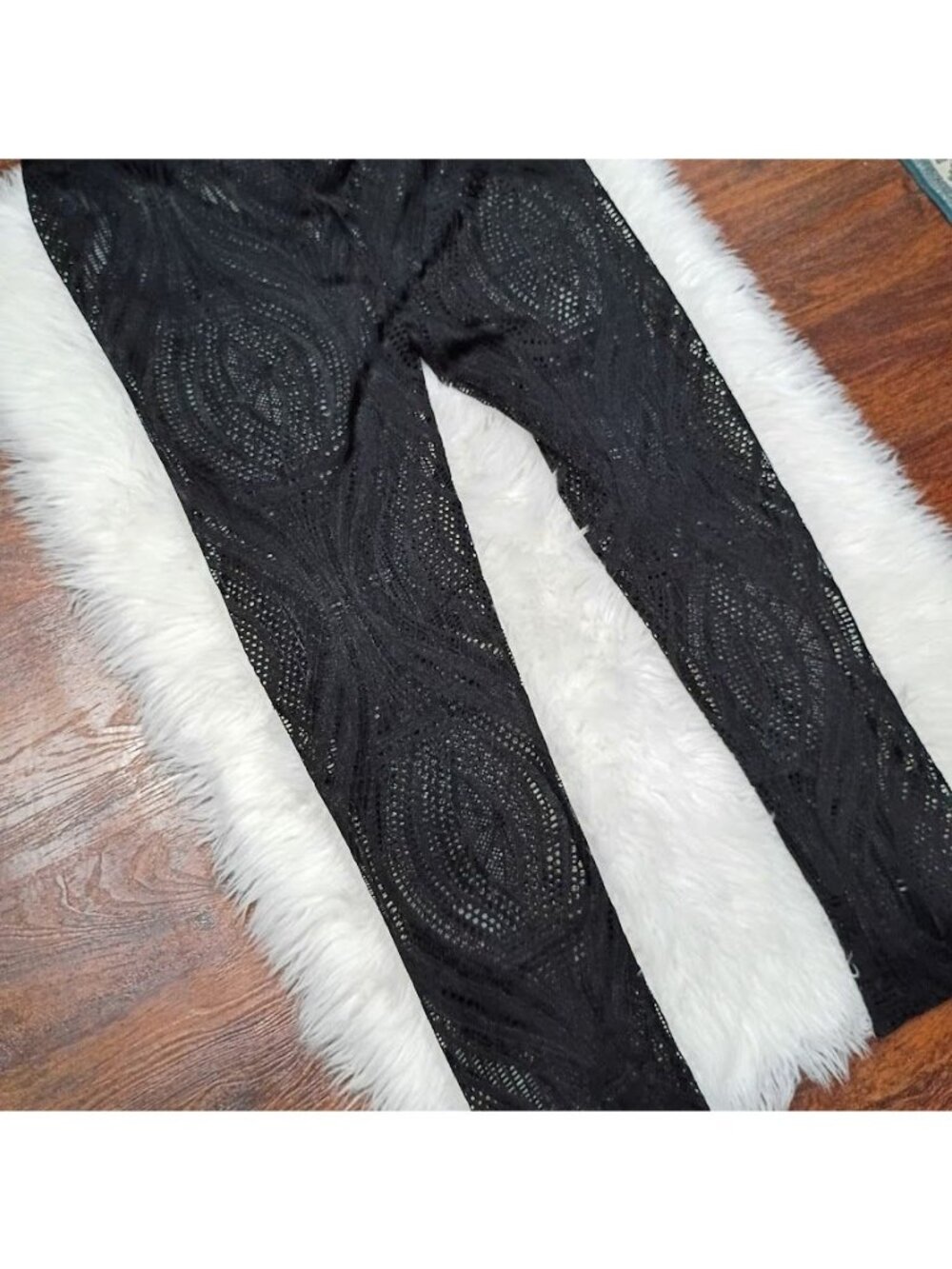 Vertigo Paris XL Black Mesh Lace Pants Whimsy Boho Resortwear Lace - Picture 13 of 13